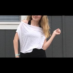 Off the shoulder white top t-shirt